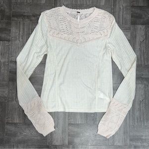 Free People Colette Long Sleeve Neutral Top Size XS